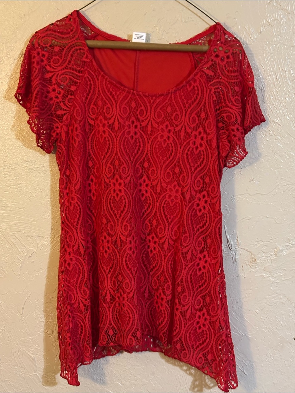 Brittany Black Red Lace Short Sleeve Tunic